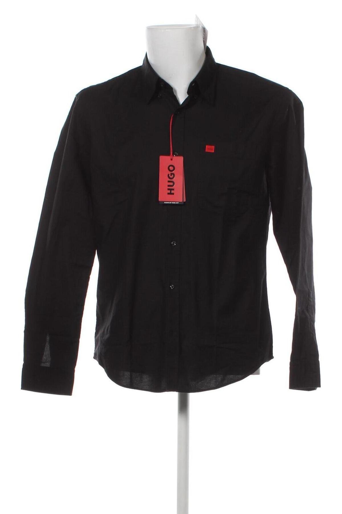 Мъжка риза Hugo Boss, Размер L, Цвят Черен, Цена 183,08 лв.