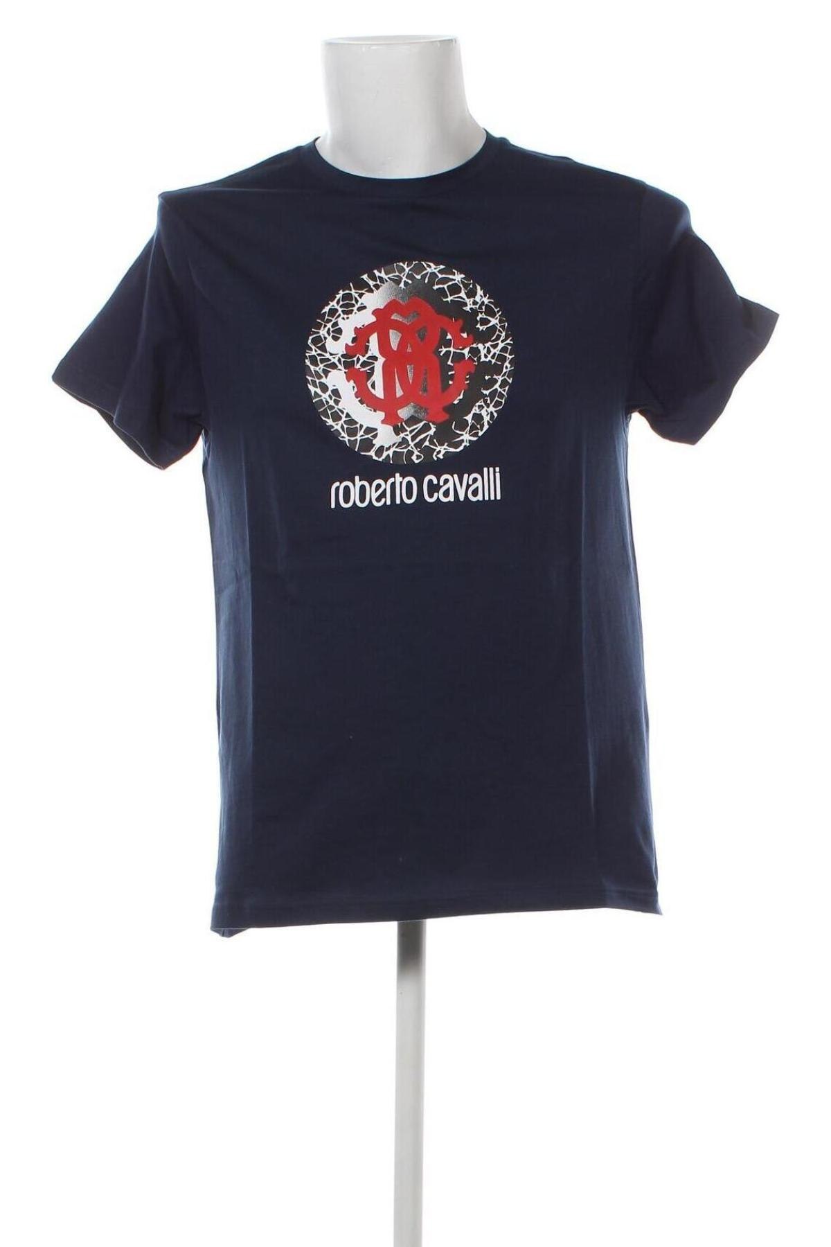 Herren T-Shirt Roberto Cavalli, Größe L, Farbe Blau, Preis 143,81 €