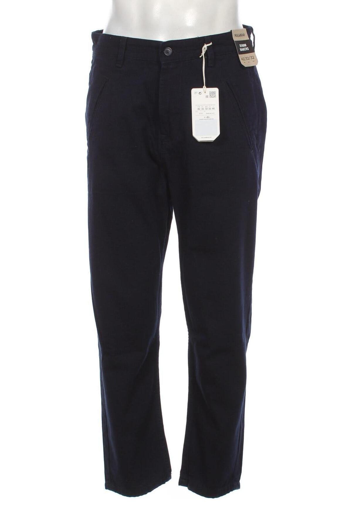 Мъжки панталон Pull&Bear, Размер M, Цвят Син, Цена 15,64 лв.