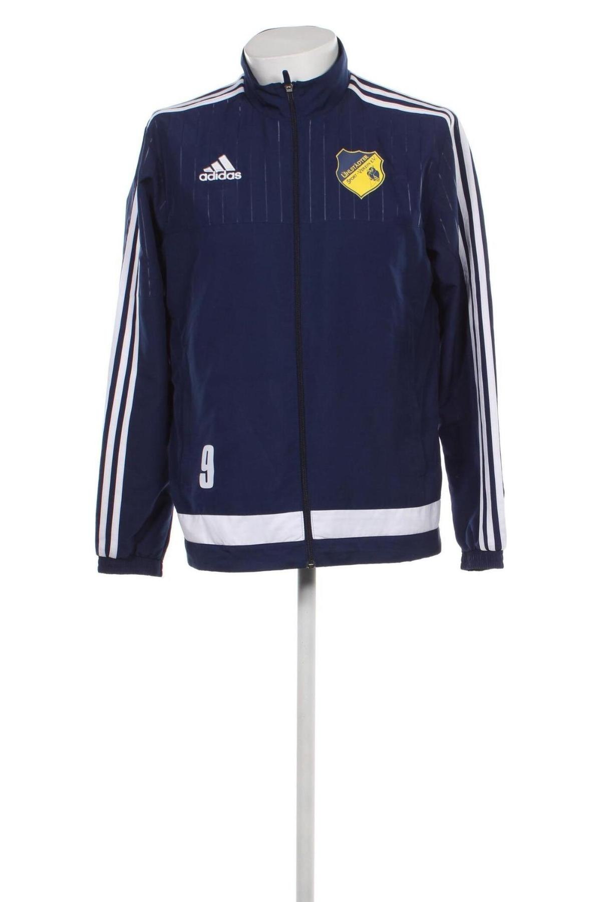 Ανδρικό αθλητικό μπουφάν Adidas, Μέγεθος M, Χρώμα Μπλέ, Τιμή 15,92 €