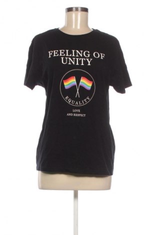 Damski T-shirt Bershka, Rozmiar L, Kolor Czarny, Cena 48,23 zł