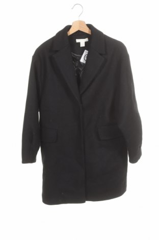 Дамско палто H&M, Размер XS, Цвят Черен, 60% полиестер, 40% вълна, Цена 49,50 лв.