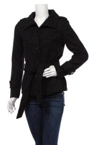 Дамско палто Zara, Размер S, Цвят Черен, 80% вълна, 20% полиамид, Цена 45,68 лв.