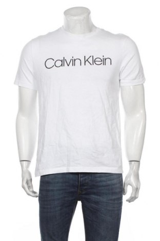 Мъжка тениска Calvin Klein, Размер L, Цвят Бял, Памук, Цена 62,00 лв.