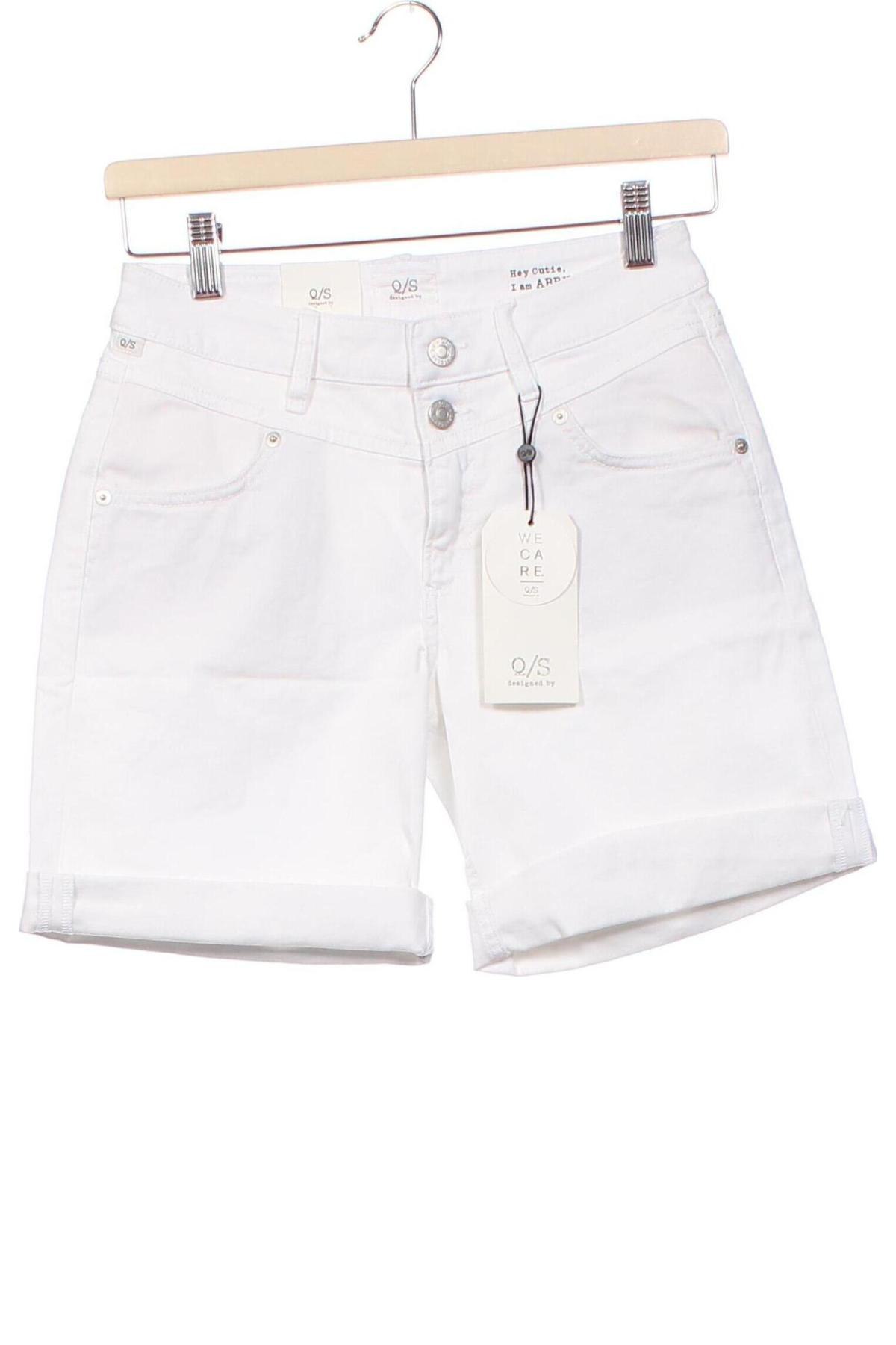 Дамски къс панталон Q/S by S.Oliver, Размер XS, Цвят Бял, Цена 19,20 лв.