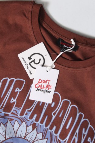 Γυναικείο t-shirt Jennyfer, Μέγεθος XS, Χρώμα Καφέ, Τιμή 10,82 €