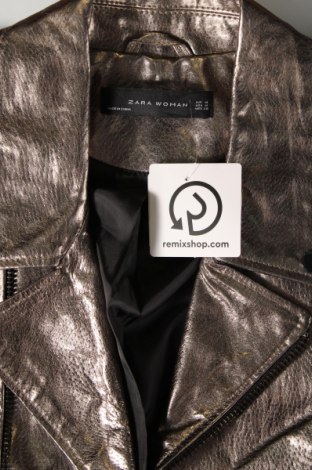 Dámska kožená bunda  Zara, Veľkosť M, Farba Sivá, Cena  22,14 €