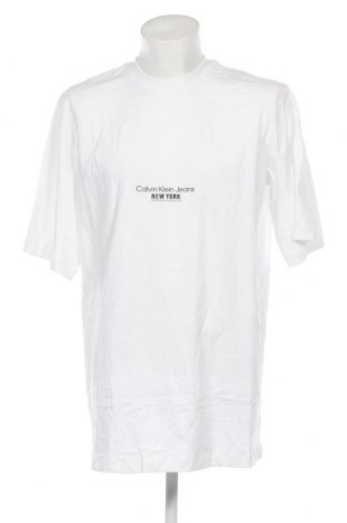 Мъжка тениска Calvin Klein Jeans, Размер L, Цвят Бял, Цена 68,00 лв.