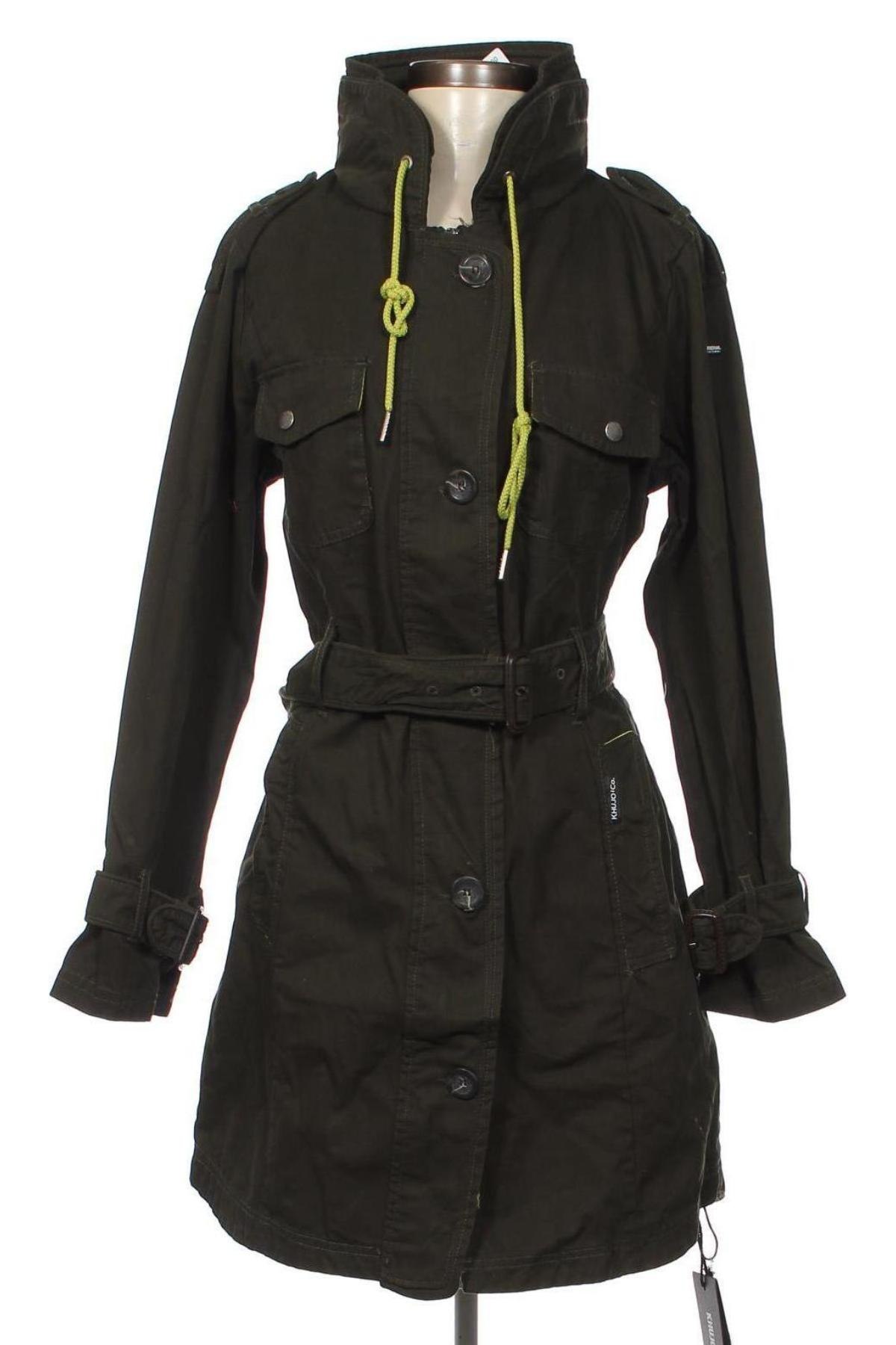 Damen Trenchcoat Khujo, Größe M, Farbe Grün, Preis 27,37 €