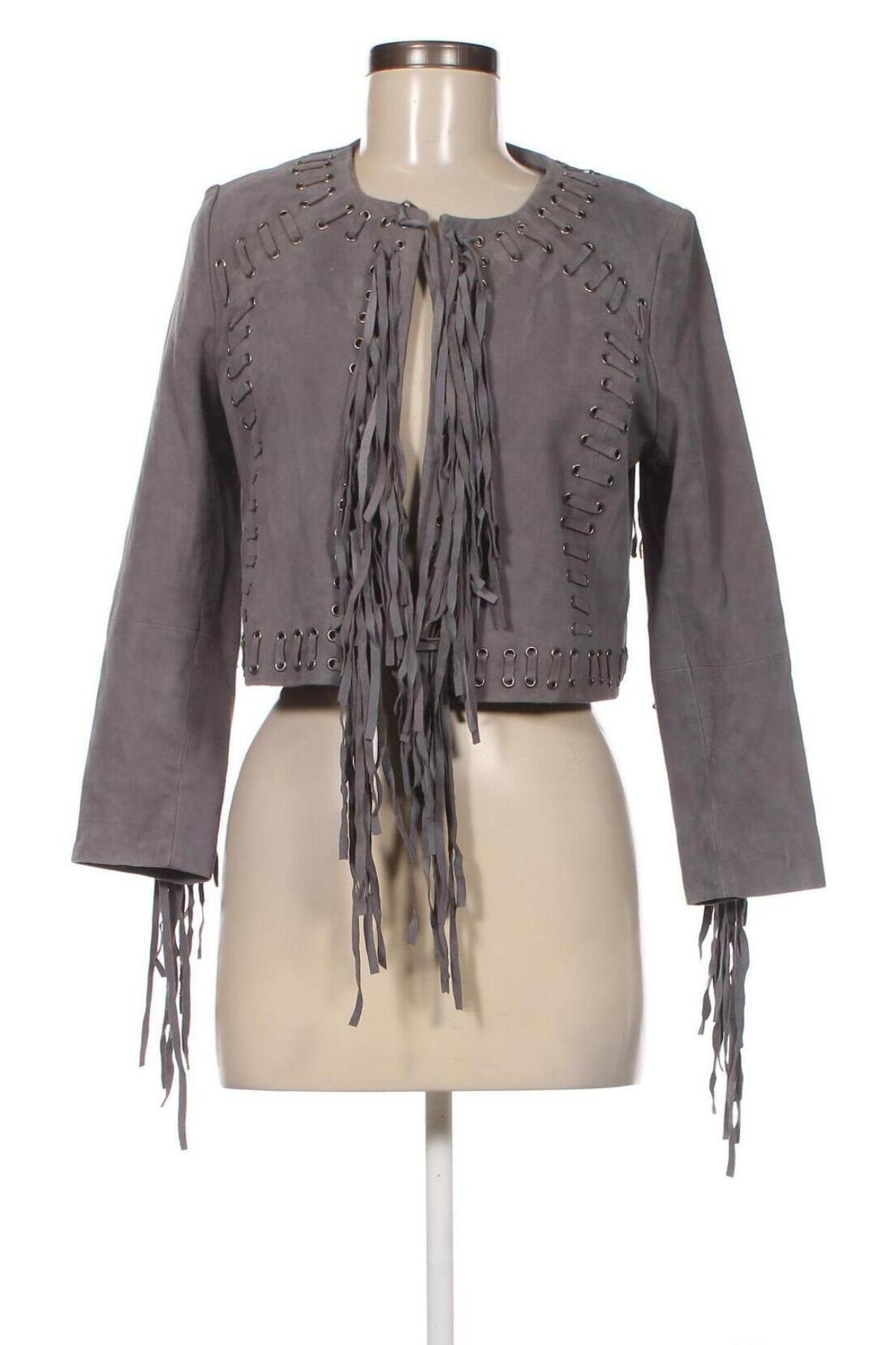 Dámska kožená bunda  Karen Millen, Veľkosť M, Farba Sivá, Cena  56,99 €