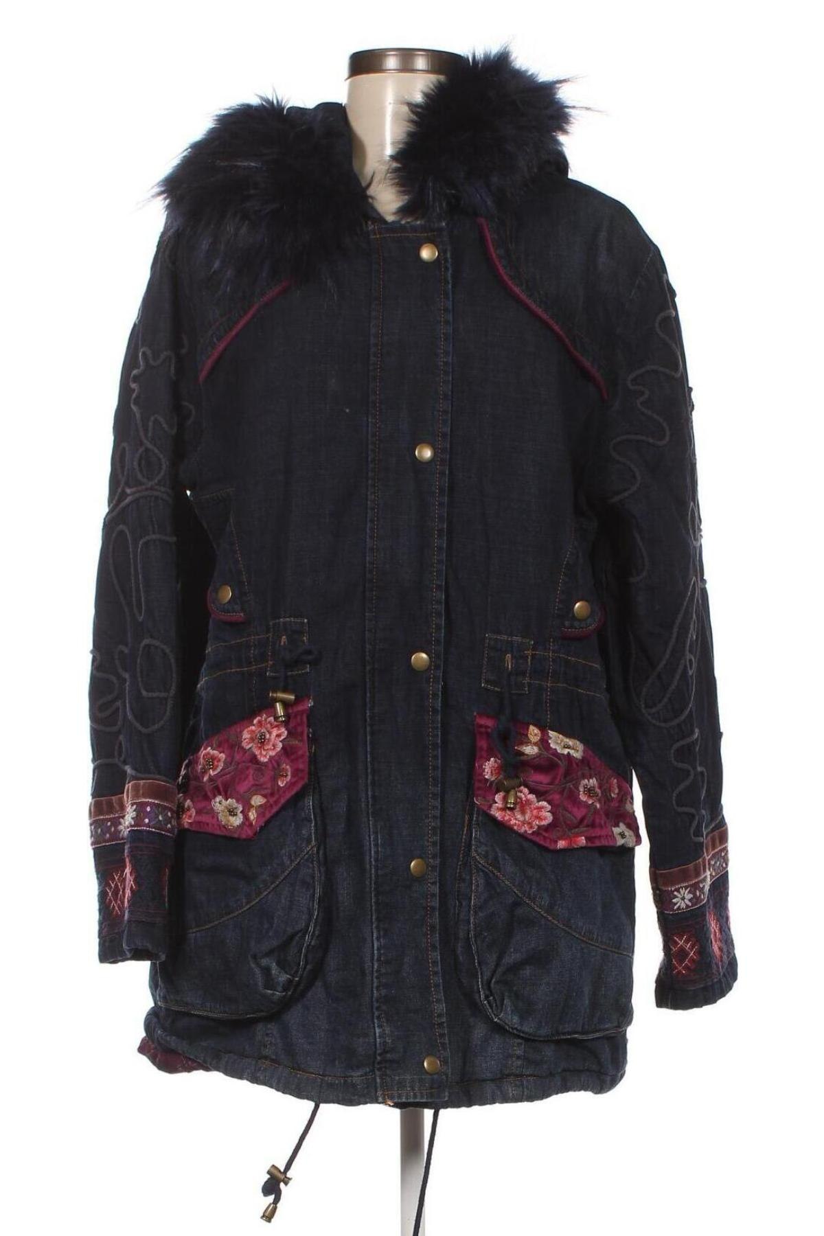 Γυναικείο μπουφάν Desigual by Christian Lacroix, Μέγεθος XL, Χρώμα Μπλέ, Τιμή 31,36 €