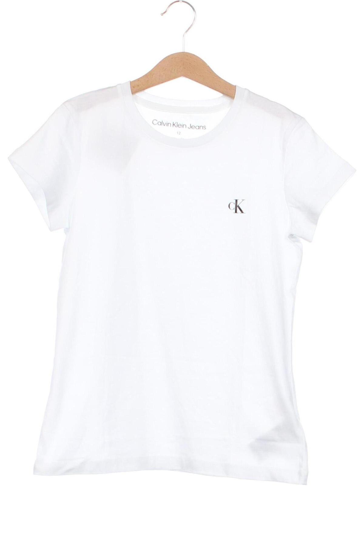 Dziecięcy T-shirt Calvin Klein Jeans, Rozmiar 12-13y/ 158-164 cm, Kolor Biały, Cena 170,59 zł