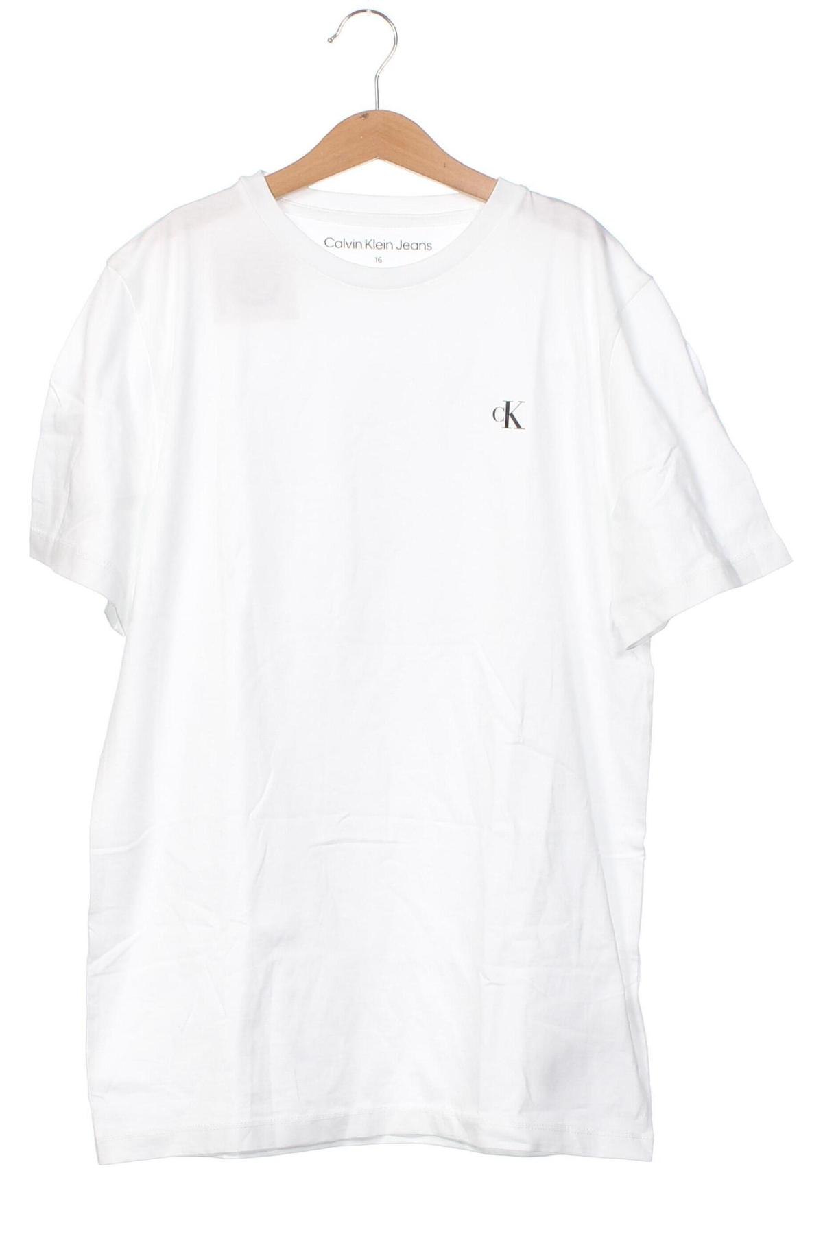 Kinder T-Shirt Calvin Klein Jeans, Größe 15-18y/ 170-176 cm, Farbe Weiß, Preis € 35,57