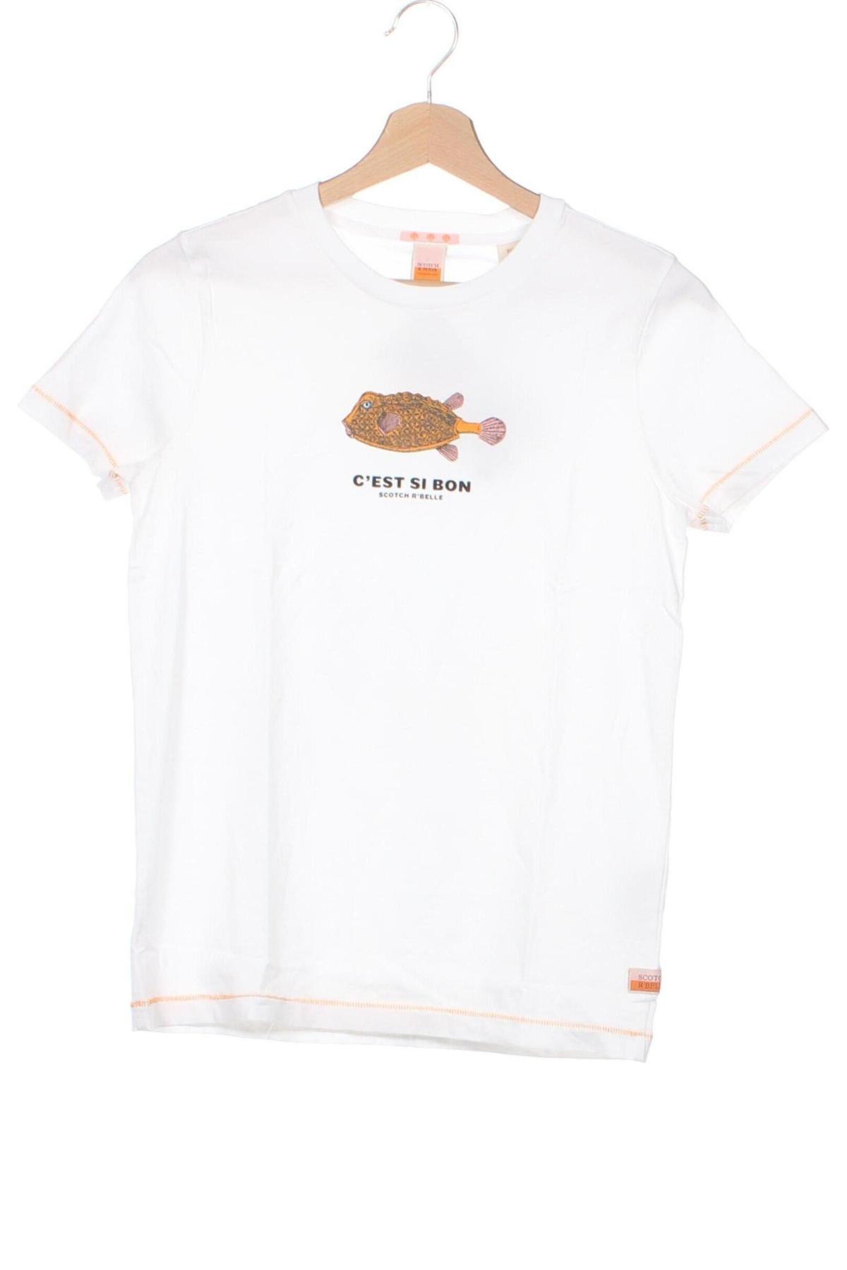 Kinder T-Shirt Scotch & Soda, Größe 9-10y/ 140-146 cm, Farbe Weiß, Preis 13,16 €