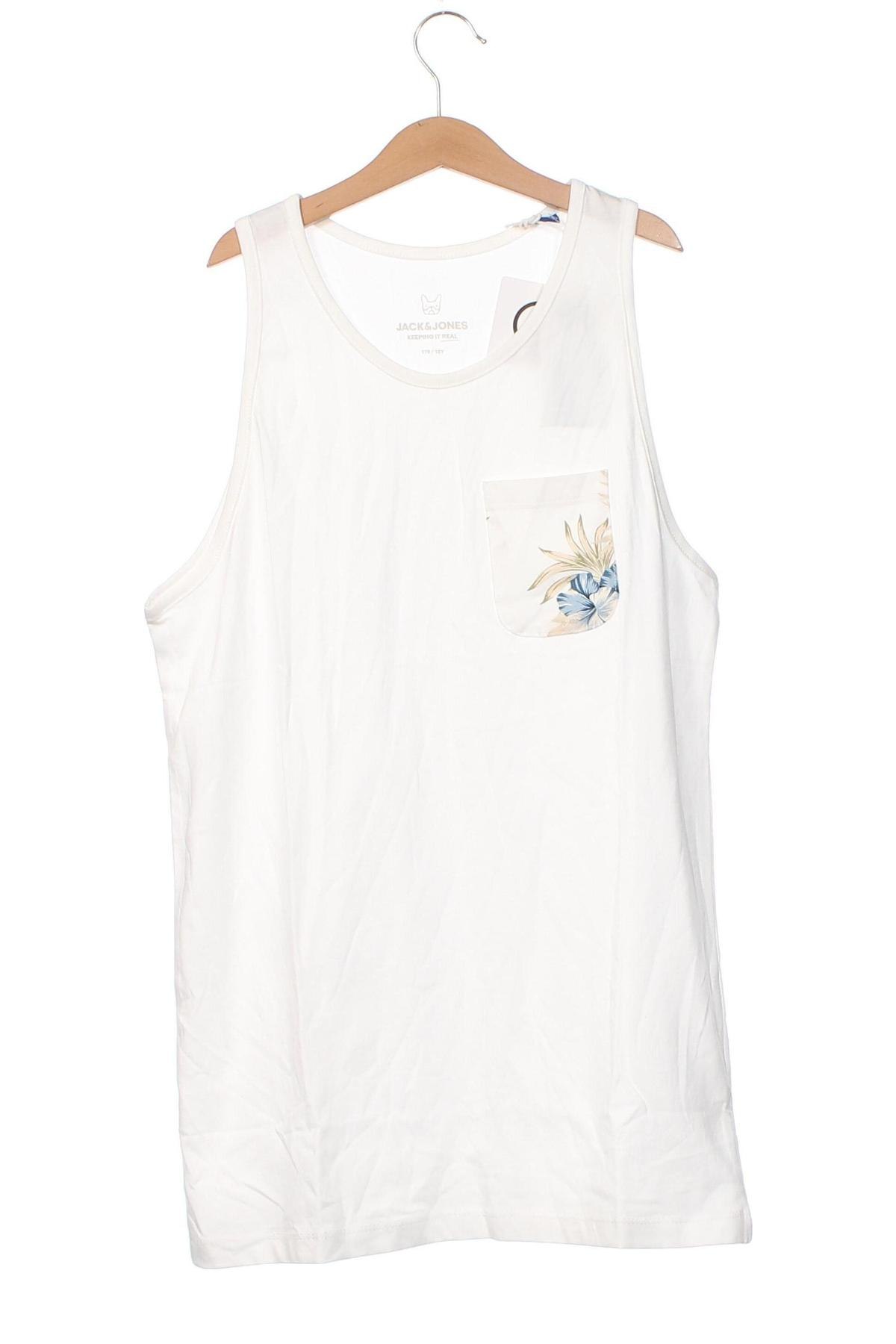 Μπλουζάκι αμάνικο παιδικό Jack & Jones, Μέγεθος 15-18y/ 170-176 εκ., Χρώμα Λευκό, Τιμή 3,74 €
