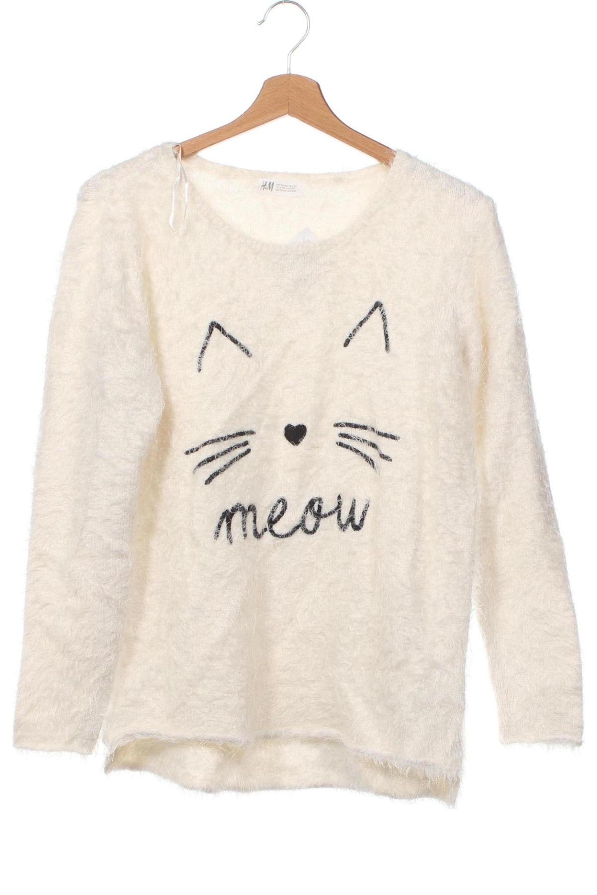 Детски пуловер H&M, Размер 12-13y/ 158-164 см, Цвят Бял, Цена 7,00 лв.