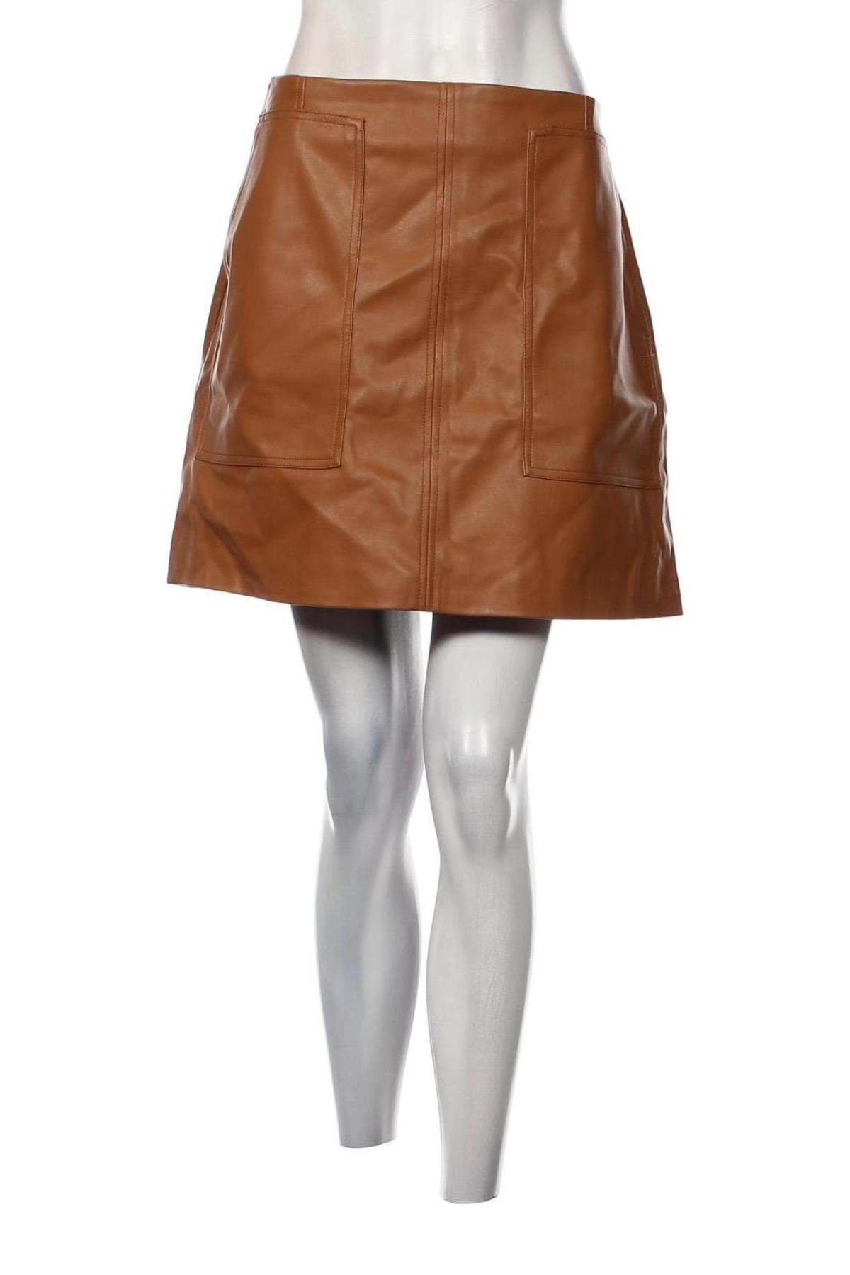 Skórzana spódnica H&M, Rozmiar XL, Kolor Brązowy, Cena 32,47 zł