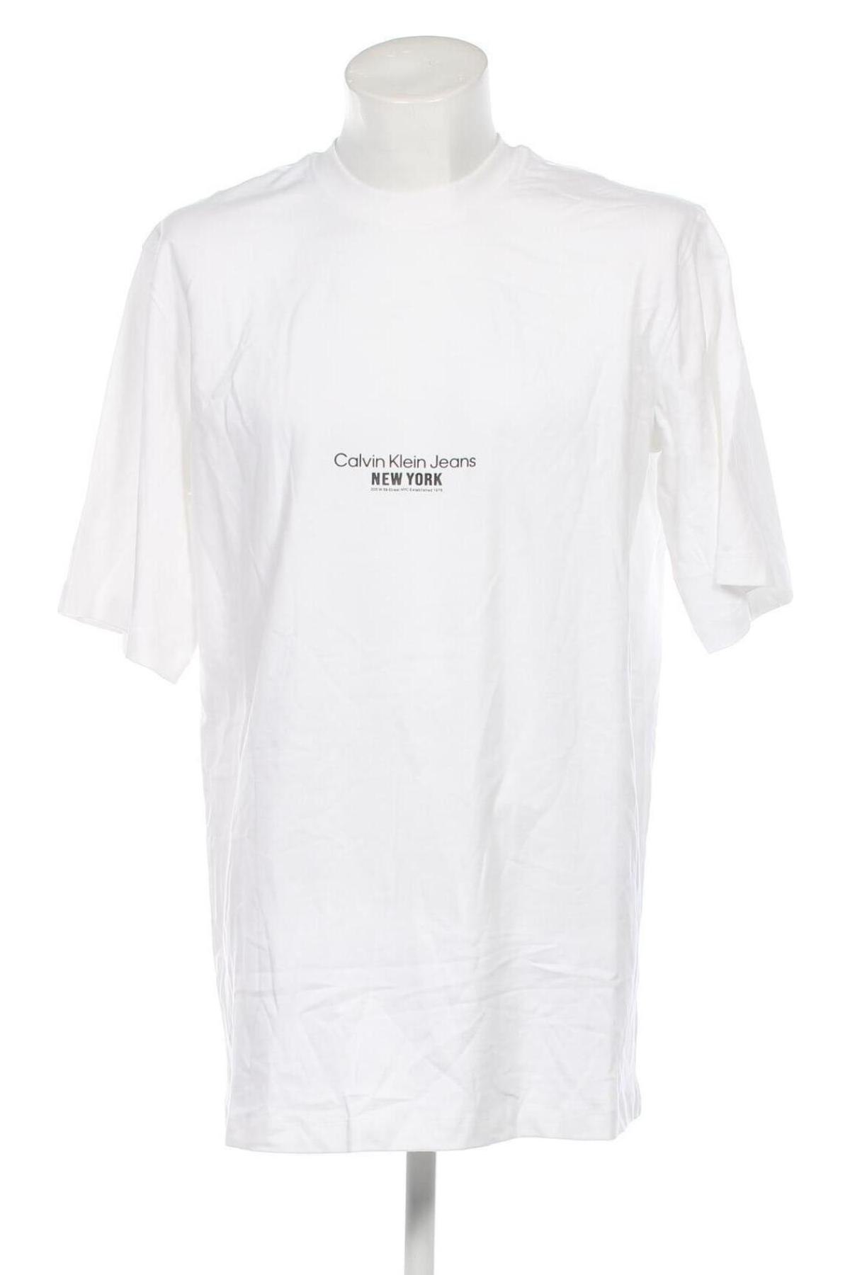 Męski T-shirt Calvin Klein Jeans, Rozmiar L, Kolor Biały, Cena 157,69 zł