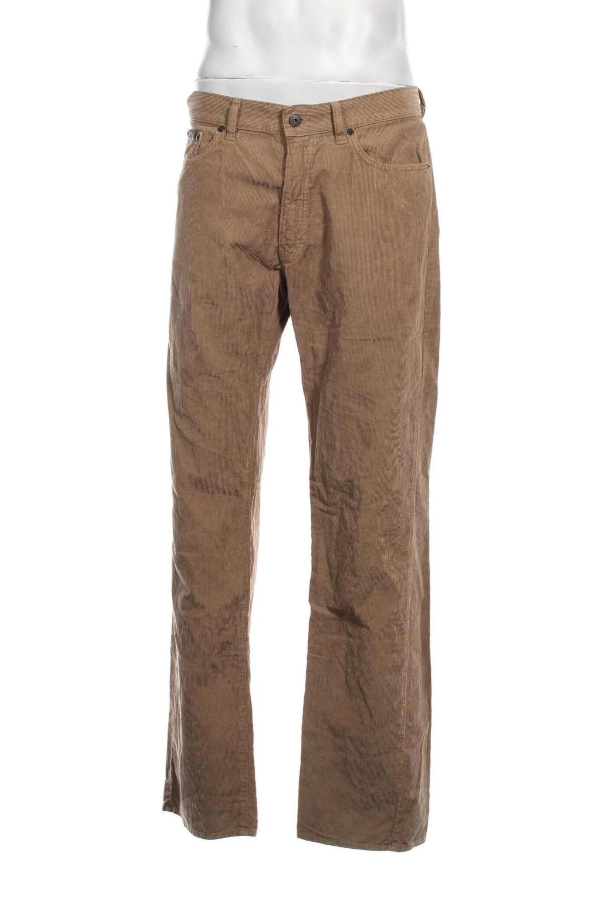 Pantaloni raiați de bărbați Hugo Boss, Mărime L, Culoare Maro, Preț 322,37 Lei