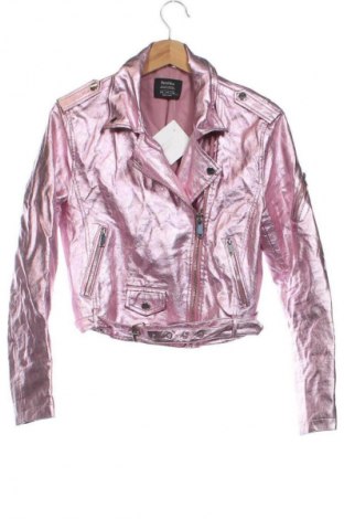 Дамско кожено яке Bershka, Размер M, Цвят Розов, Цена 29,63 €