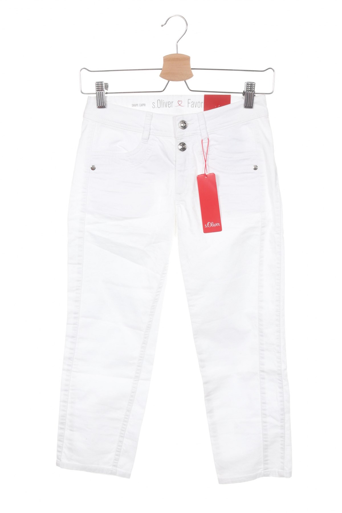 Γυναικείο παντελόνι S.Oliver, Μέγεθος XXS, Χρώμα Λευκό, 98% βαμβάκι, 2% ελαστάνη, Τιμή 56,19 €