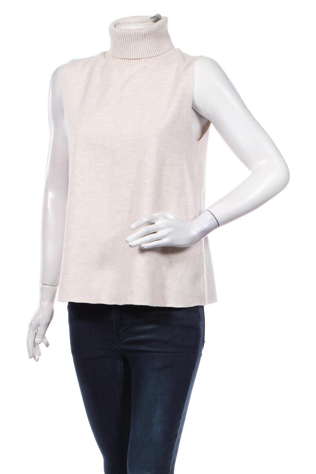 Дамски пуловер Zara, Размер L, Цвят Бежов, Цена 67,50 лв.