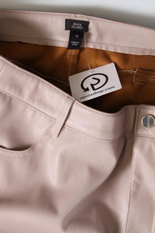 Pantaloni de piele pentru damă River Island, Mărime XL, Culoare Bej, Preț 51,51 Lei