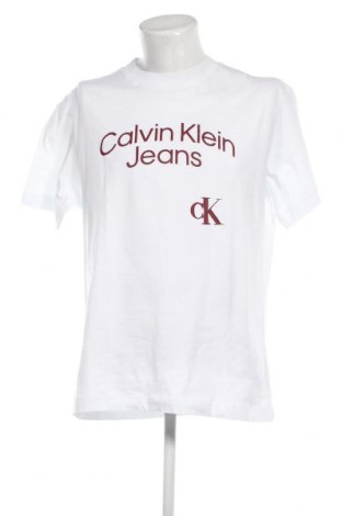 Herren T-Shirt Calvin Klein Jeans, Größe L, Farbe Weiß, Preis 31,55 €