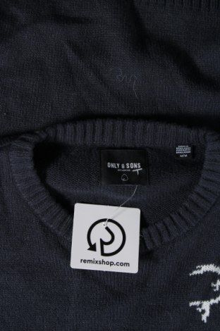 Мъжки пуловер Only & Sons, Размер M, Цвят Син, Цена 10,15 лв.