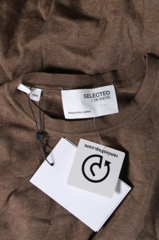 Мъжки пуловер Selected Homme, Размер M, Цвят Кафяв, Цена 68,00 лв.