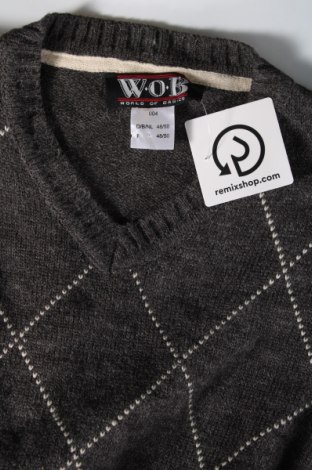 Ανδρικό πουλόβερ W.O.B. World Of Basics, Μέγεθος M, Χρώμα Γκρί, Τιμή 4,49 €