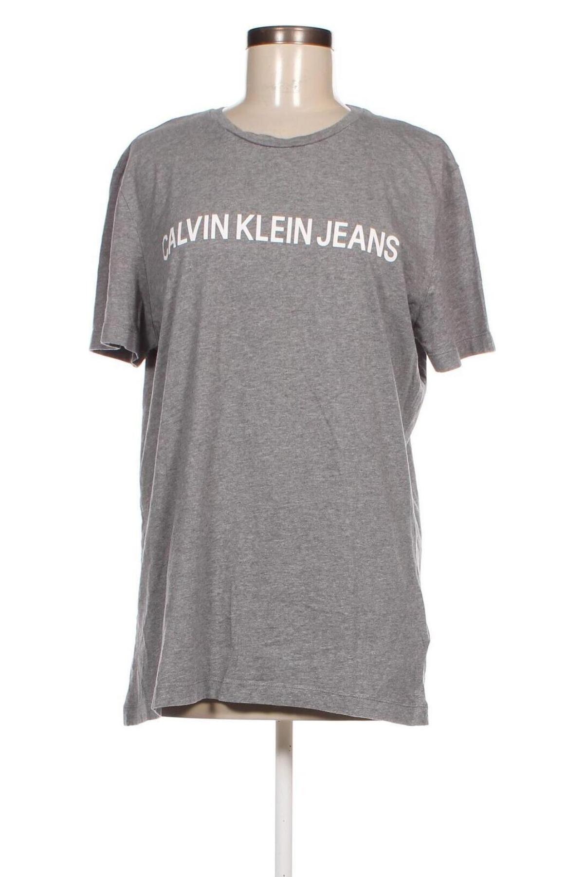 Damski T-shirt Calvin Klein Jeans, Rozmiar XL, Kolor Szary, Cena 90,05 zł