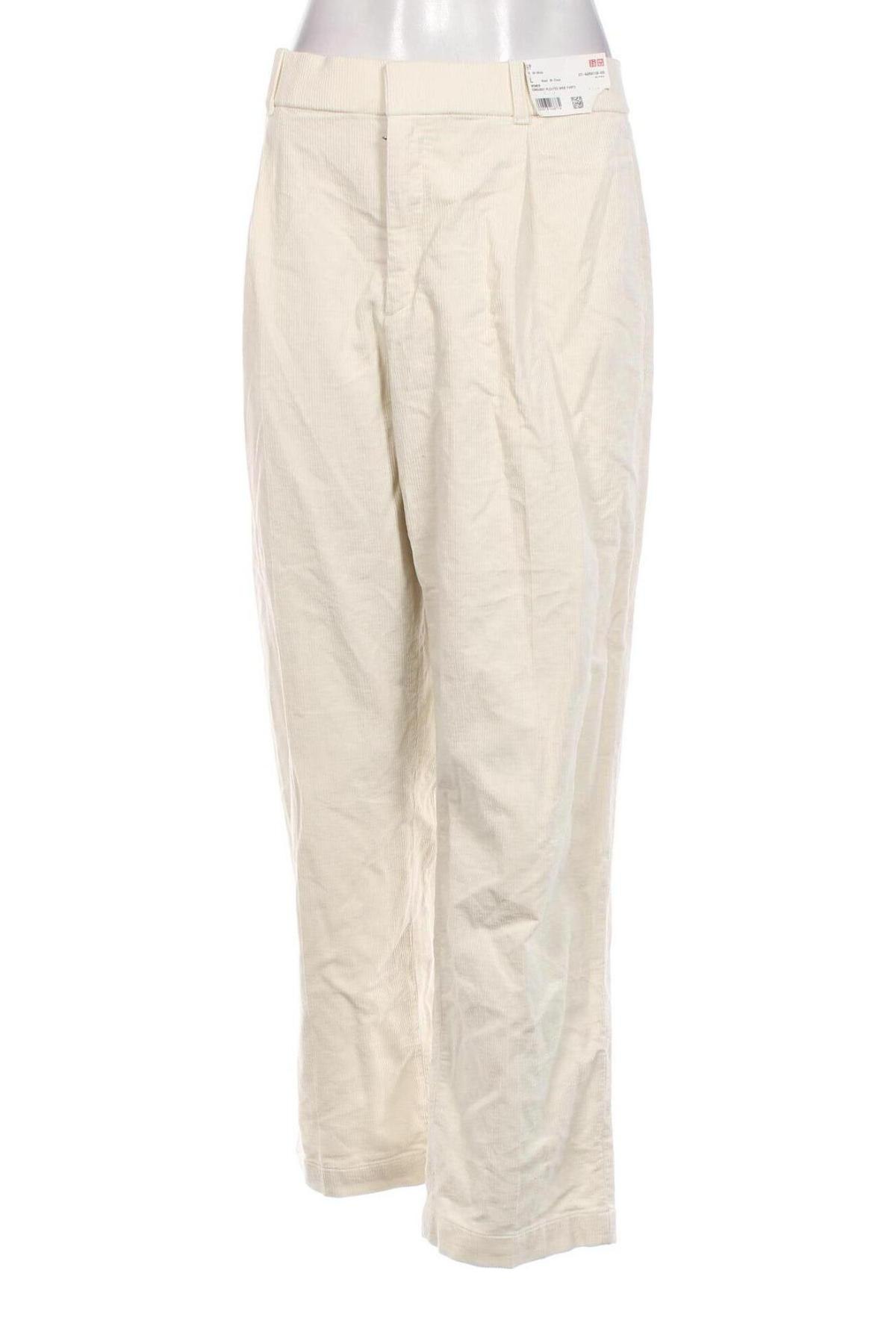 Pantaloni de velvet de femei Uniqlo, Mărime L, Culoare Ecru, Preț 71,55 Lei