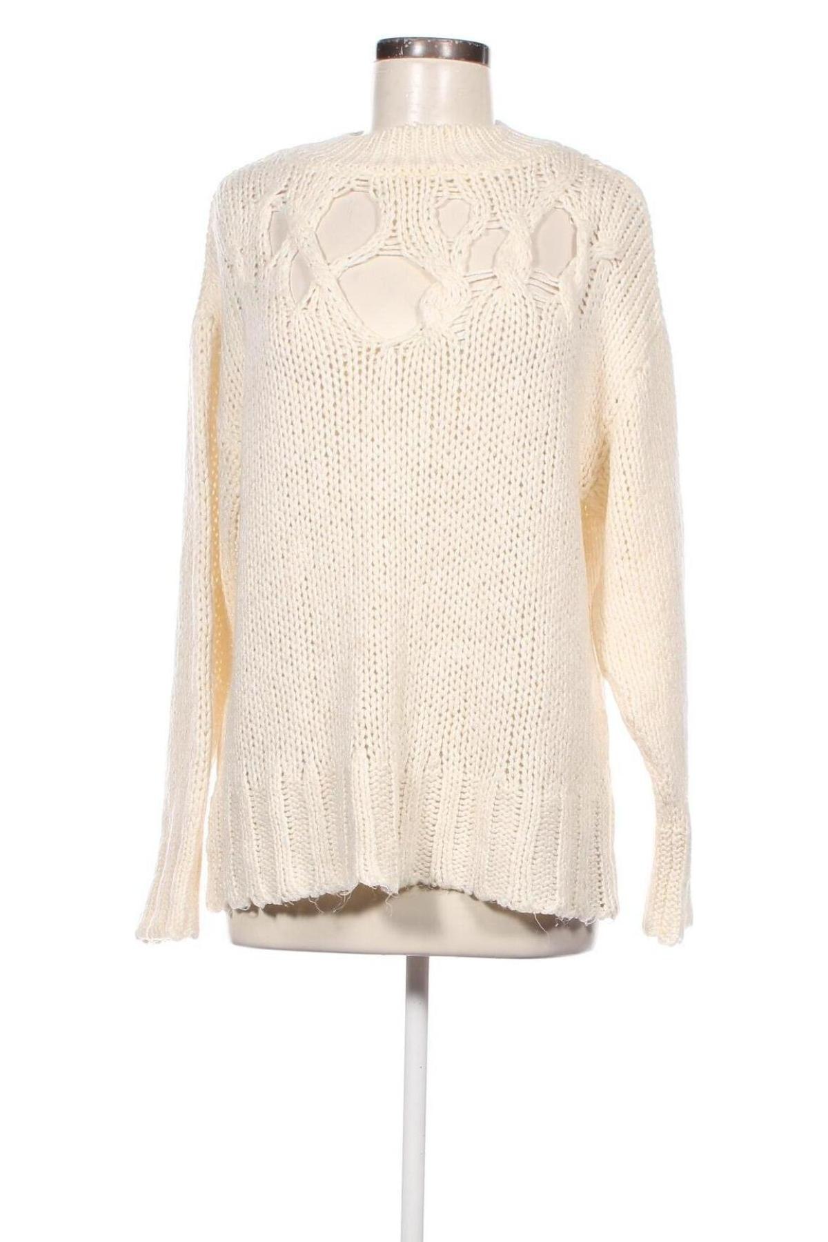 Дамски пуловер Zara, Размер M, Цвят Екрю, Цена 6,27 лв.