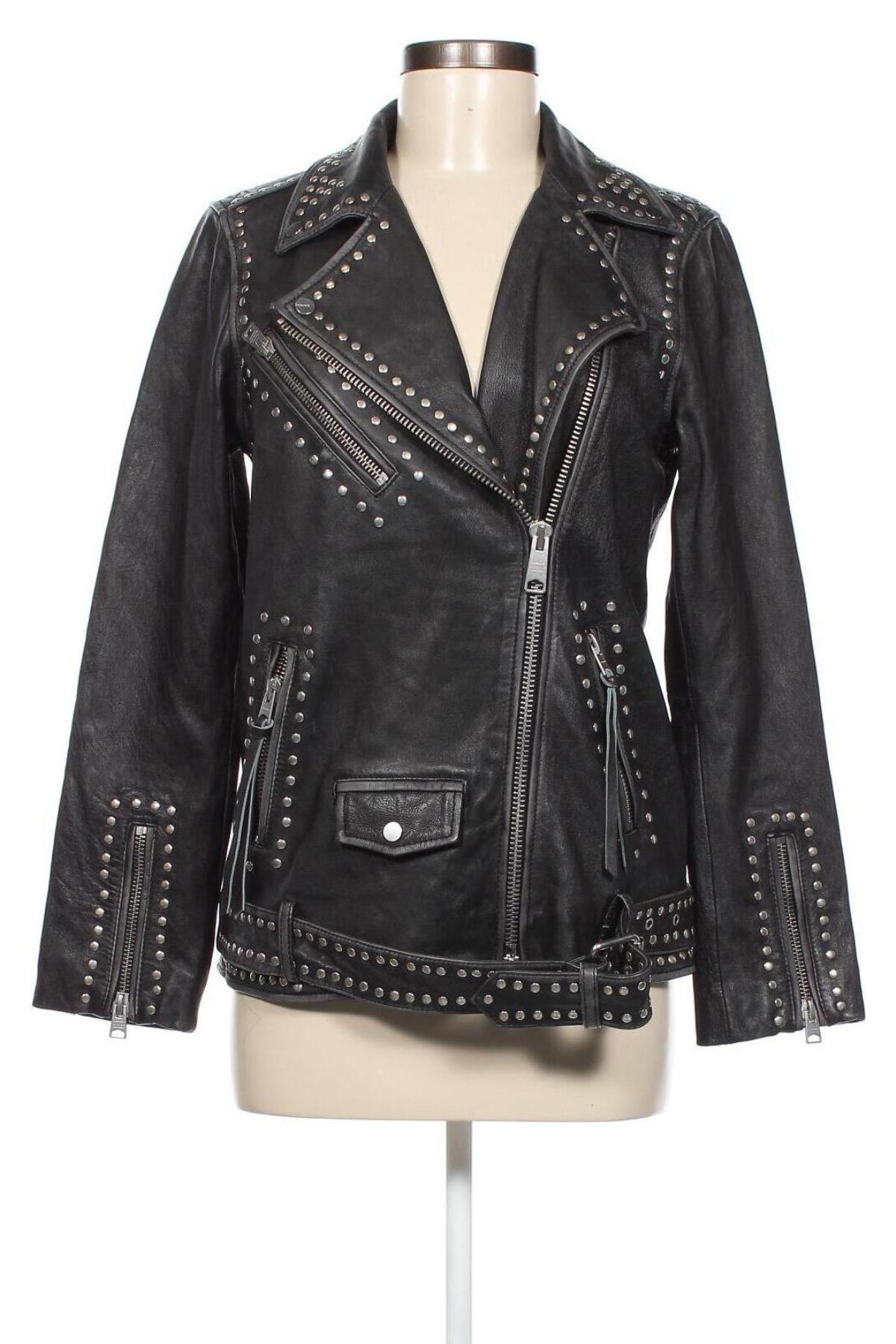 Dámska kožená bunda  AllSaints, Veľkosť S, Farba Čierna, Cena  300,16 €
