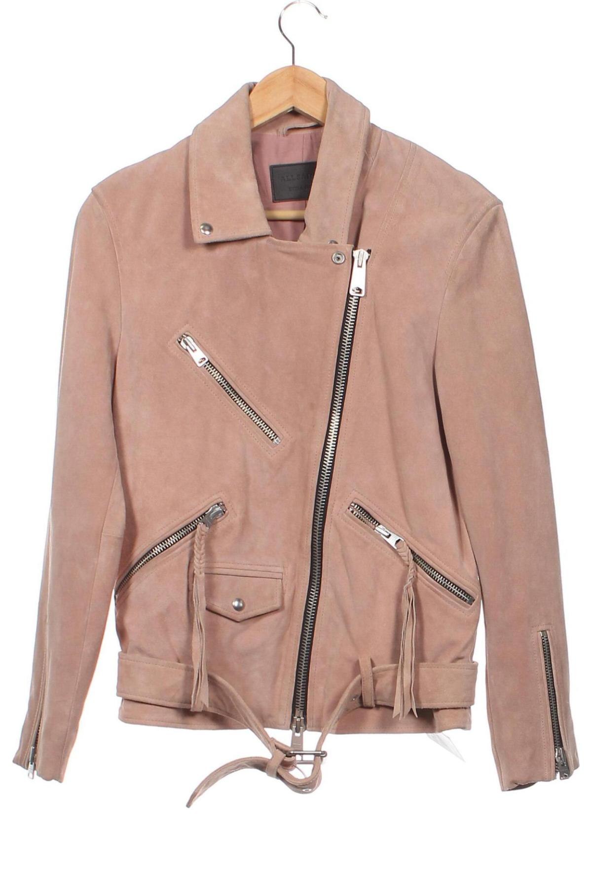 Dámská kožená bunda  AllSaints, Velikost XS, Barva Popelavě růžová, Cena  7 314,00 Kč