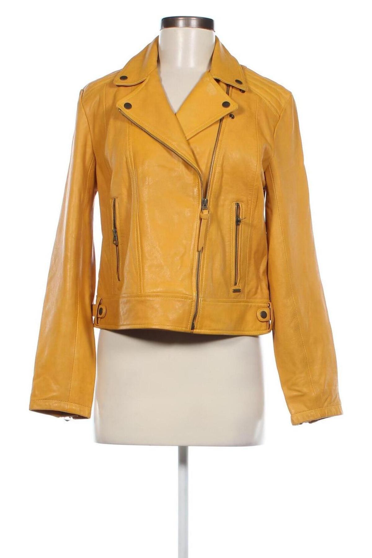 Γυναικείο δερμάτινο μπουφάν Pepe Jeans, Μέγεθος M, Χρώμα Κίτρινο, Τιμή 186,73 €