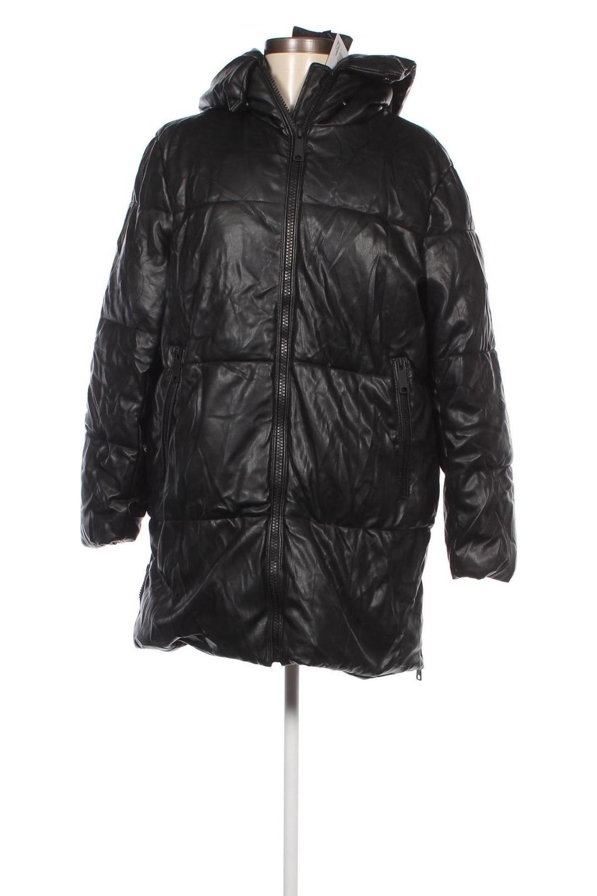 Γυναικείο δερμάτινο μπουφάν SHEIN, Μέγεθος M, Χρώμα Μαύρο, Τιμή 10,61 €