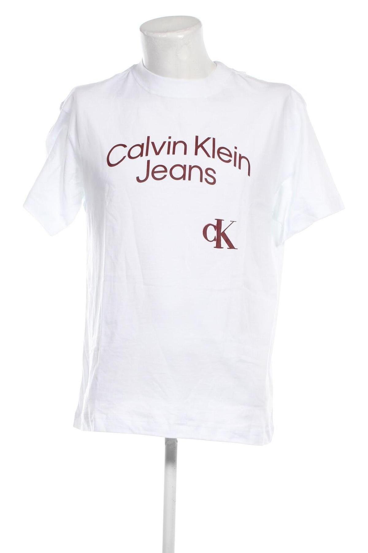 Męski T-shirt Calvin Klein Jeans, Rozmiar M, Kolor Biały, Cena 163,13 zł