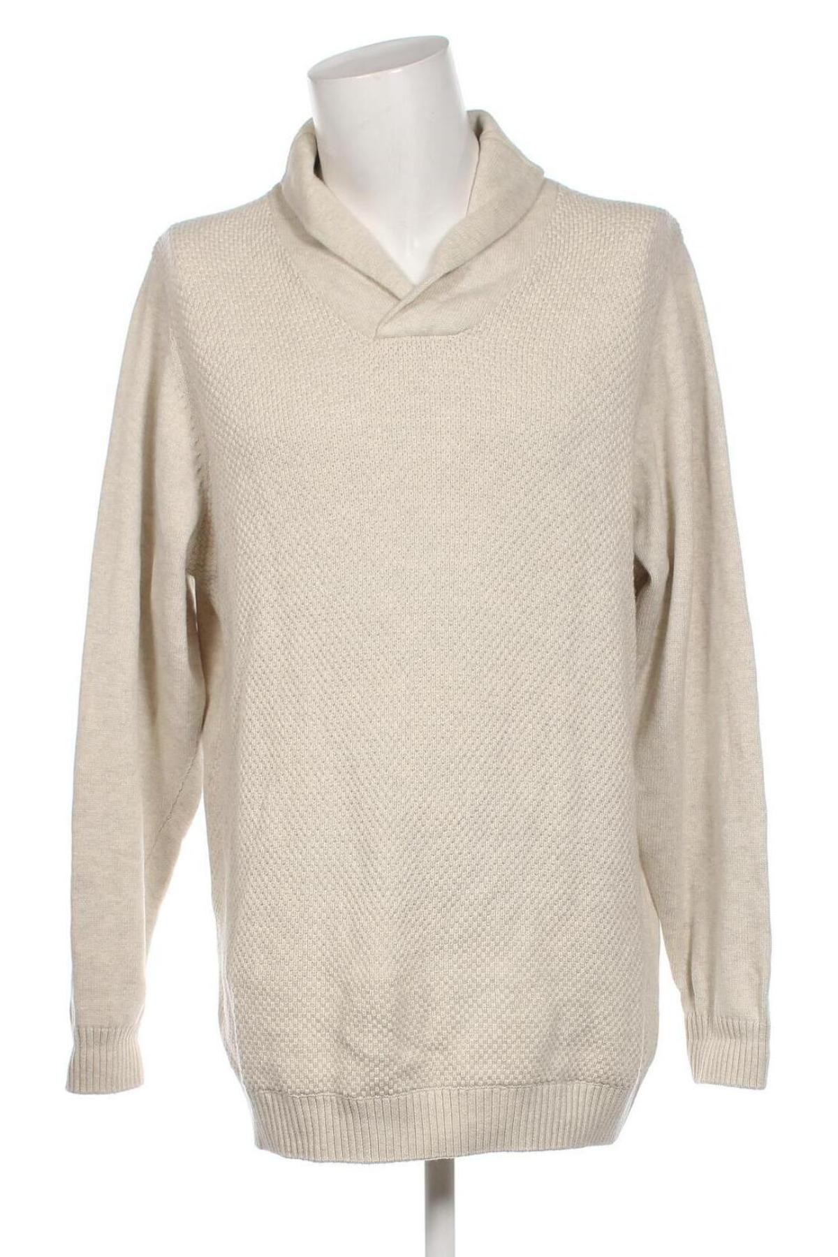 Ανδρικό πουλόβερ Dressmann, Μέγεθος XL, Χρώμα Εκρού, Τιμή 4,46 €