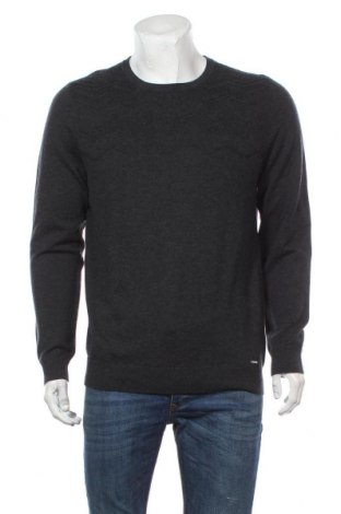Мъжки пуловер Hugo Boss, Размер L, Цвят Сив, 50% вълна, 50% памук, Цена 263,40 лв.