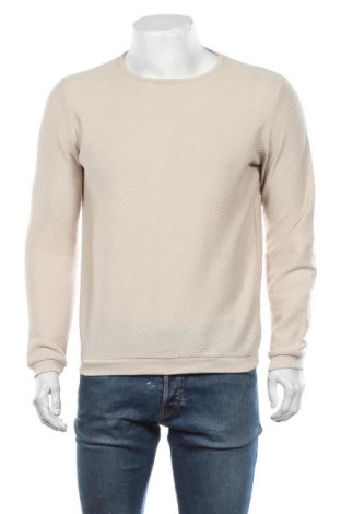Мъжки пуловер Zara Man, Размер M, Цвят Бежов, 52% полиестер, 48% памук, Цена 35,20 лв.