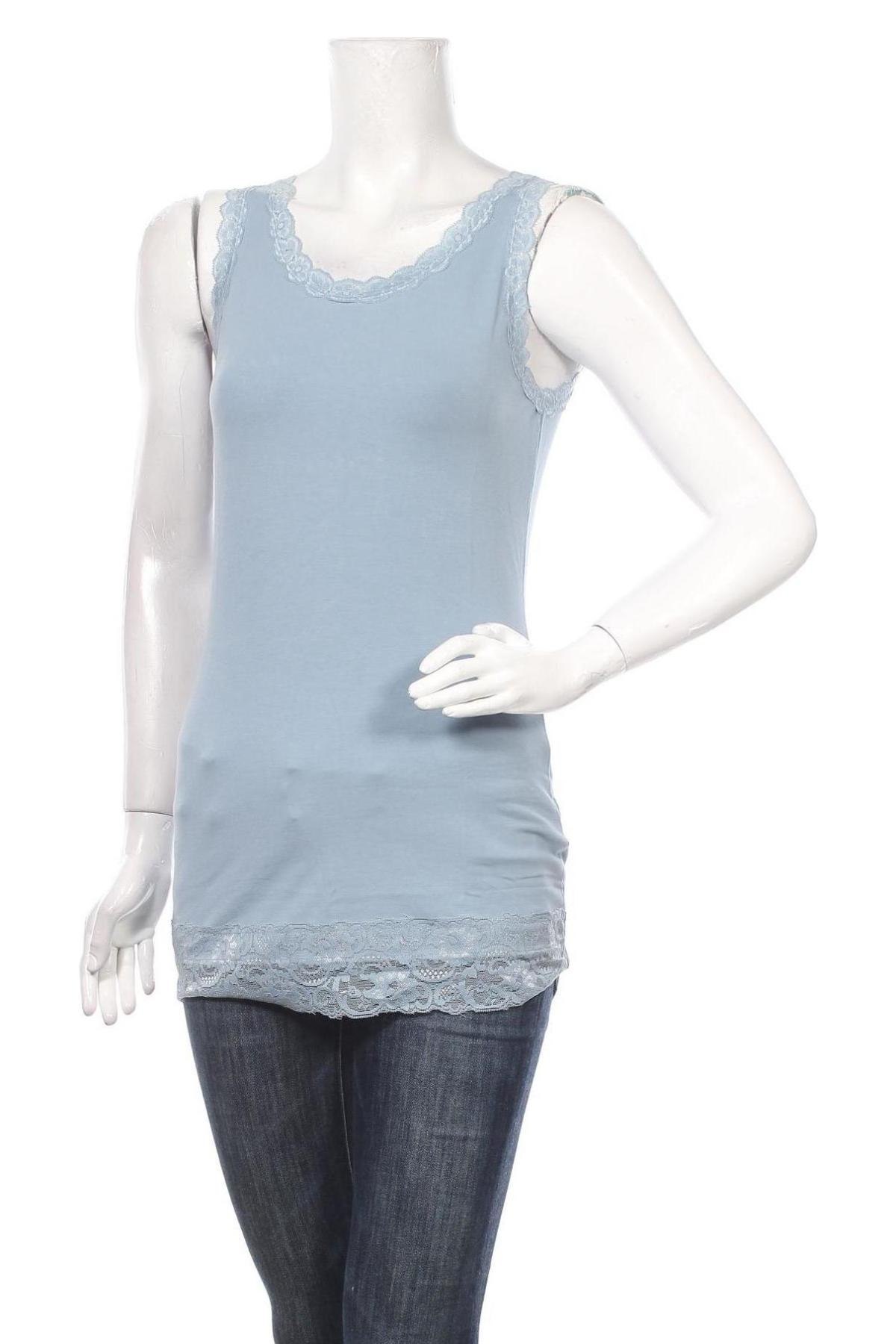 Γυναικείο αμάνικο μπλουζάκι Street One, Μέγεθος S, Χρώμα Μπλέ, 95% βαμβάκι, 5% ελαστάνη, Τιμή 10,10 €