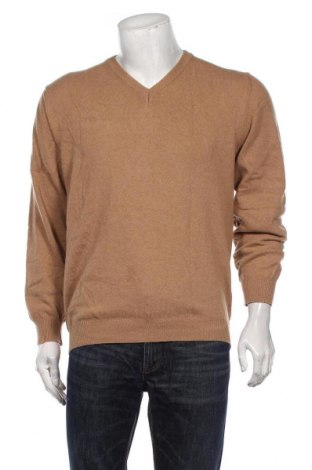 Мъжки пуловер, Размер M, Цвят Бежов, 80% вълна, 20% полиамид, Цена 30,40 лв.