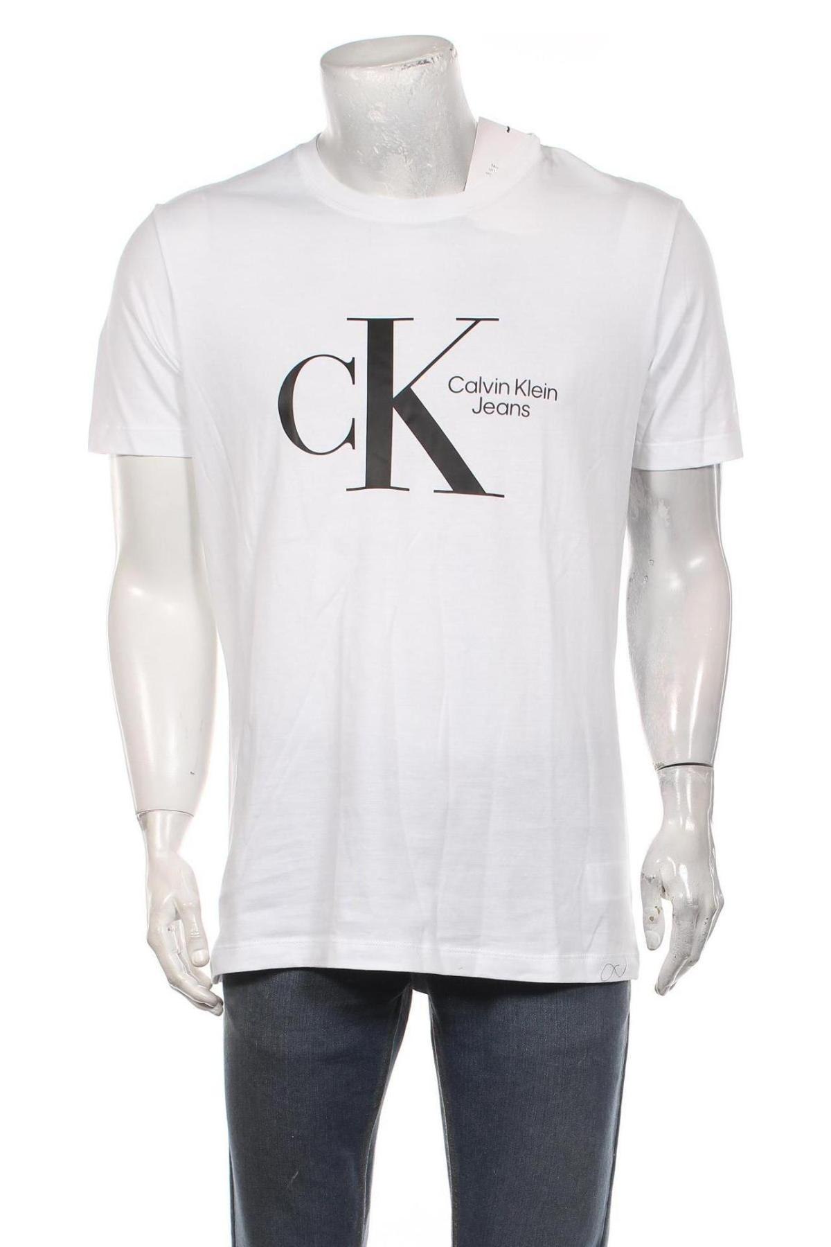 Tricou de bărbați Calvin Klein Jeans, Mărime XXL, Culoare Alb, Preț 299,34 Lei