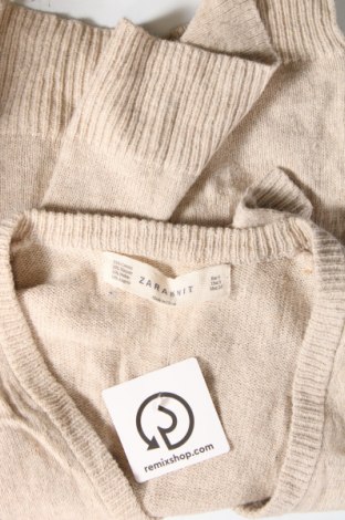 Дамска жилетка Zara Knitwear, Размер S, Цвят Бежов, Цена 6,20 лв.
