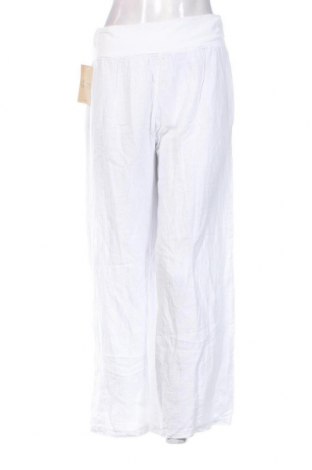 Pantaloni de femei Lin Passion, Mărime L, Culoare Alb, Preț 480,26 Lei