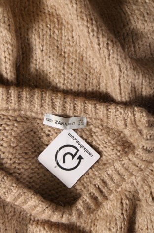 Дамски пуловер Zara Knitwear, Размер L, Цвят Бежов, Цена 10,60 лв.