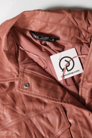 Dámska kožená bunda  Zara, Veľkosť L, Farba Ružová, Cena  16,44 €