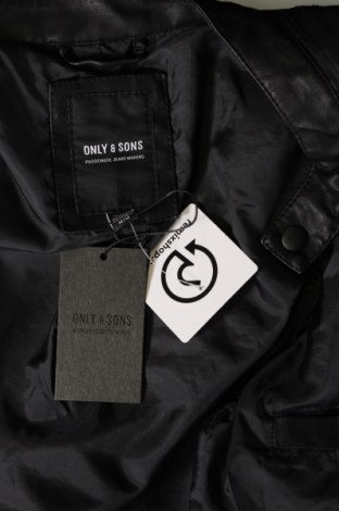 Ανδρικό δερμάτινο μπουφάν Only & Sons, Μέγεθος M, Χρώμα Μαύρο, Τιμή 40,72 €
